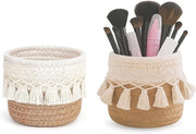 2 contenitori per pennelli in legno di bambù, contenitore decorativo per la cosmesi, organizzatore per la make-up con pennelli per tavolo di trucco, mini contenitore per il trucco per l'archiviazione di pennelli per il trucco