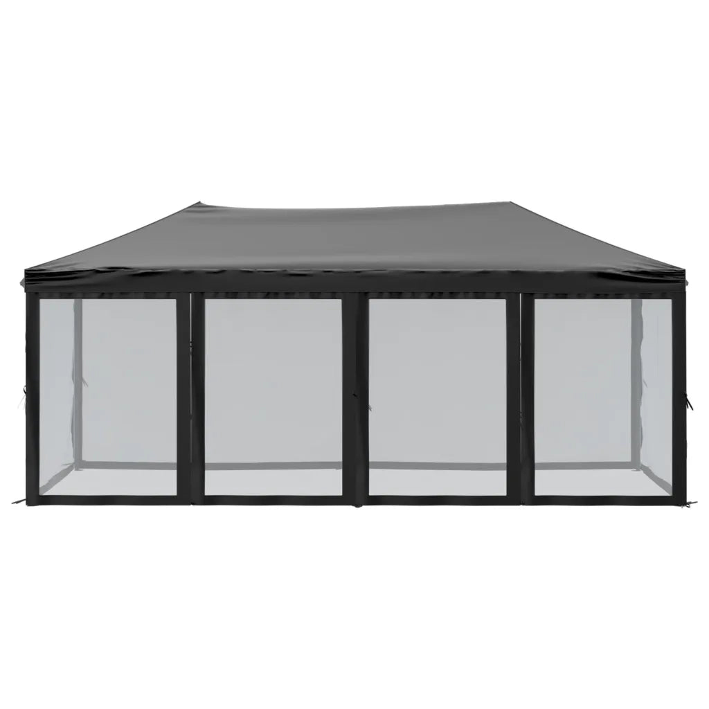 Tenda per Feste Pieghevole con Pareti Laterali Nero 3x6 m
