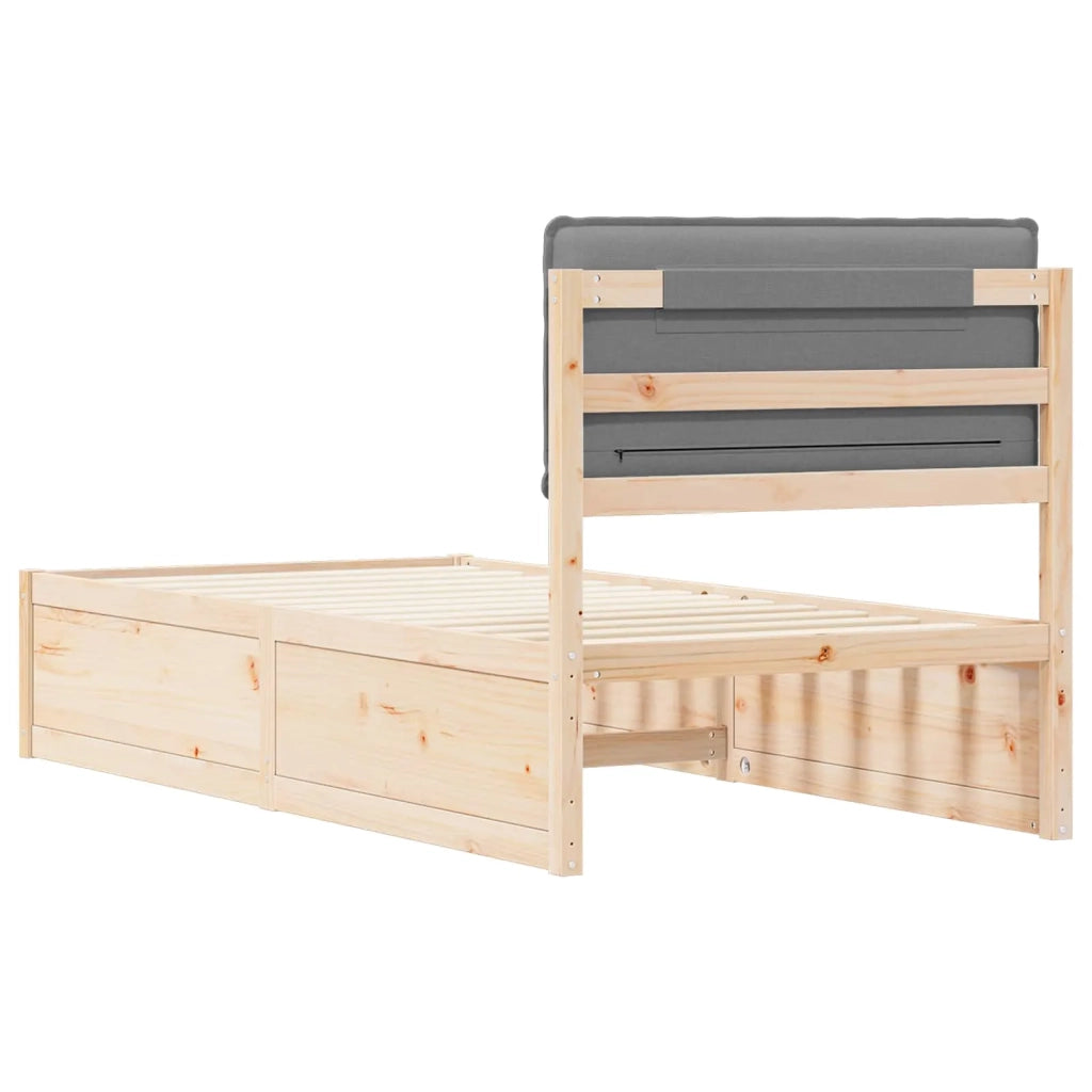 Letto con Testiera Rivestita Grigio chiaro 90 x 190 cm