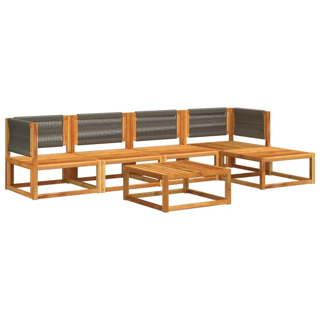 Set di divani da giardino 6 pezzi con cuscini in legno di acacia e corda 3278827