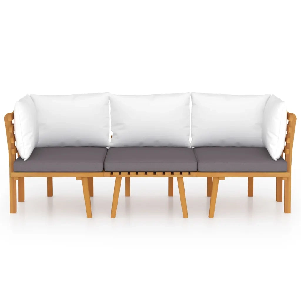 Set Divani da Giardino 3 pz con Cuscini in Massello di Acacia cod mxl 38178