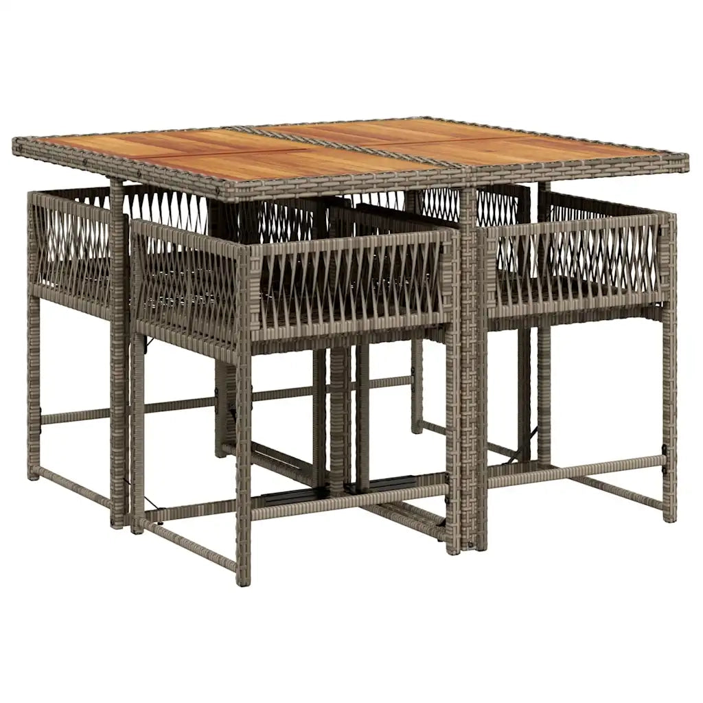 Set da Pranzo da Giardino 5 pz | Set Salotto da Giardino con Cuscini in Polyrattan Grigio