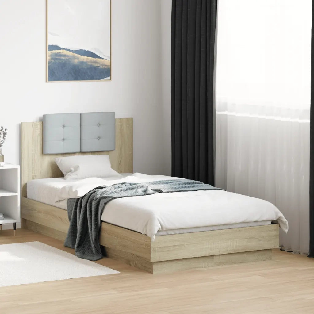 Giroletto con Testiera e LED-Struttura Letto con testiera Rovere Sonoma 75x190 cm 416444