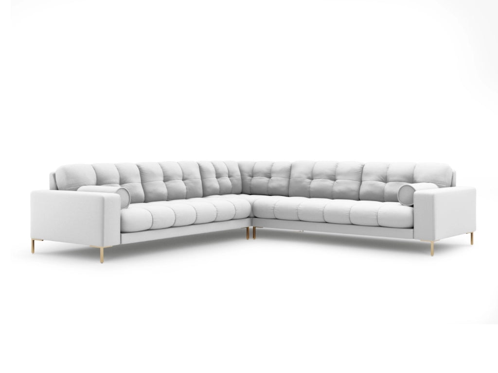 Cosmopolitan Design - Divano angolare reversibile "Bali" 6 posti in tessuto strutturato grigio chiaro 