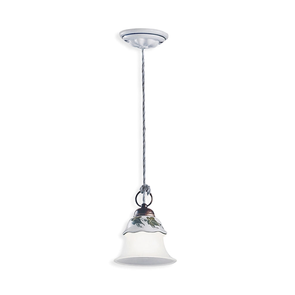Lampadario Classico Ferrara Metallo E Ceramica Nero Sfumato Rame 1 Luce E14