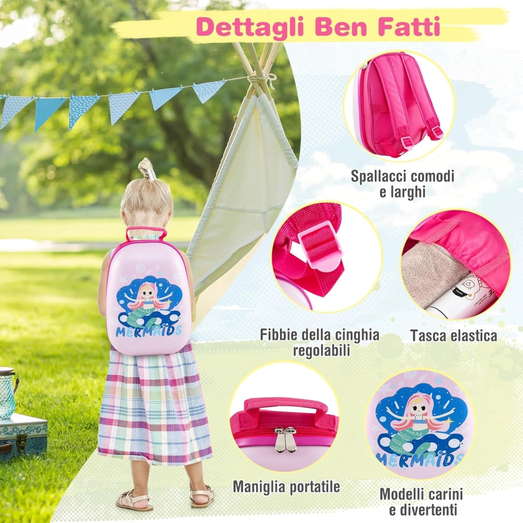 Set di Valigia per Bambini, 16" Valigia+ 12" Zaino, 2 Pezzi, con Ruote Girevoli a 360° e Maniglia Retrattile, Ideale per Viaggiare in Modo Comodo e Divertente (Modello 25)