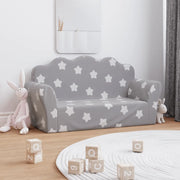 Divano Bambini 2 Posti-Sofa 2 Posti-Divanetto Grigio Chiaro con Stelle Morbido Peluche 604706