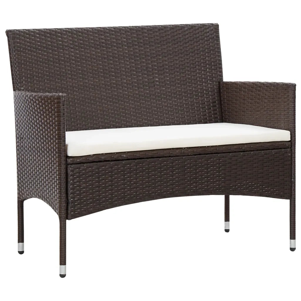 Set Divani da Giardino 5 pz | Set Salotto da Giardino con Cuscini in Polyrattan Marrone