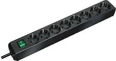 Brennenstuhl 1159300018 Eco-Line Ciabatta Elettrica 8 Prese Schuko Interruttore Illuminato Cavo 3 m colore Nero