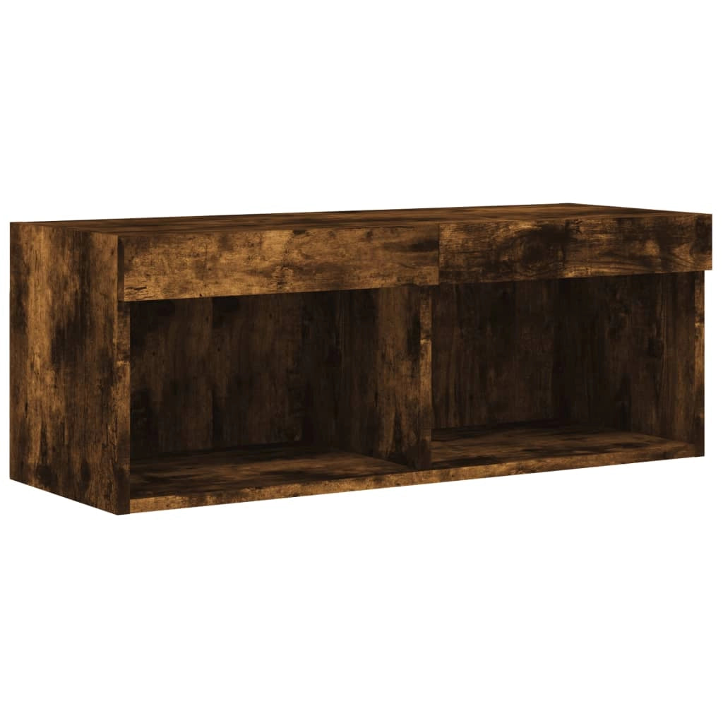 Mobile TV multimediale scaffale TV credenza mobile TV per sala da pranzo soggiorno camera da letto con luci a LED rovere affumicato 80 x 30 x 30 cm marrone 02_0026746
