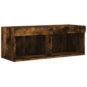 Mobile TV multimediale scaffale TV credenza mobile TV per sala da pranzo soggiorno camera da letto con luci a LED rovere affumicato 80 x 30 x 30 cm marrone 02_0026746