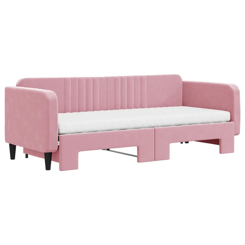 Divano Letto Estraibile con Materassi Rosa 80x200 cm Velluto 3197083