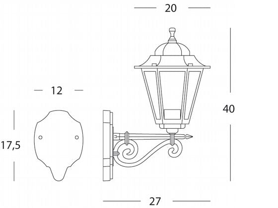 Lampada Applique Media in Alto Colore Nero per Esterno Linea Esagonale Sovil