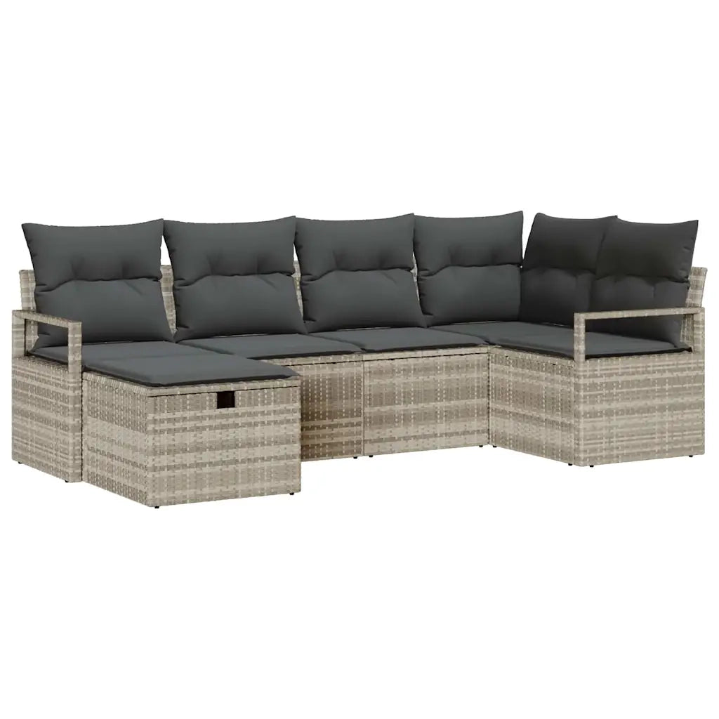 Set di divani con cuscino 6 pcs Grigio chiaro polyrattan