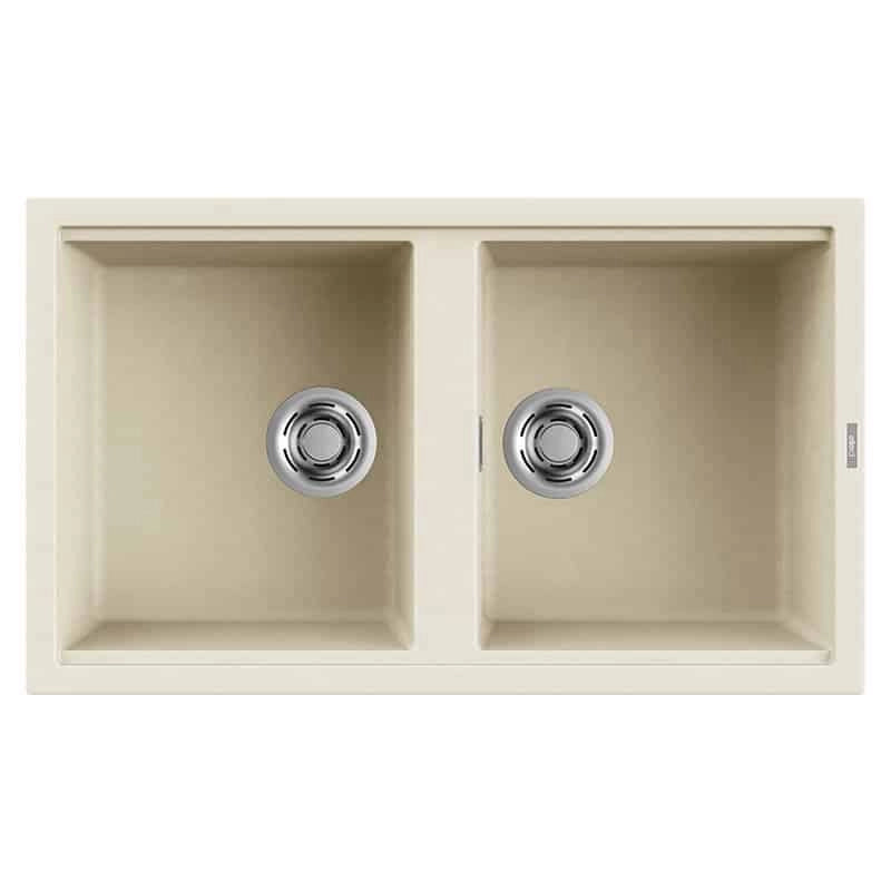 Lavello Elleci Incasso 2 vasche 86x51 Best 450 Granitek Bianco Antico LGB45062