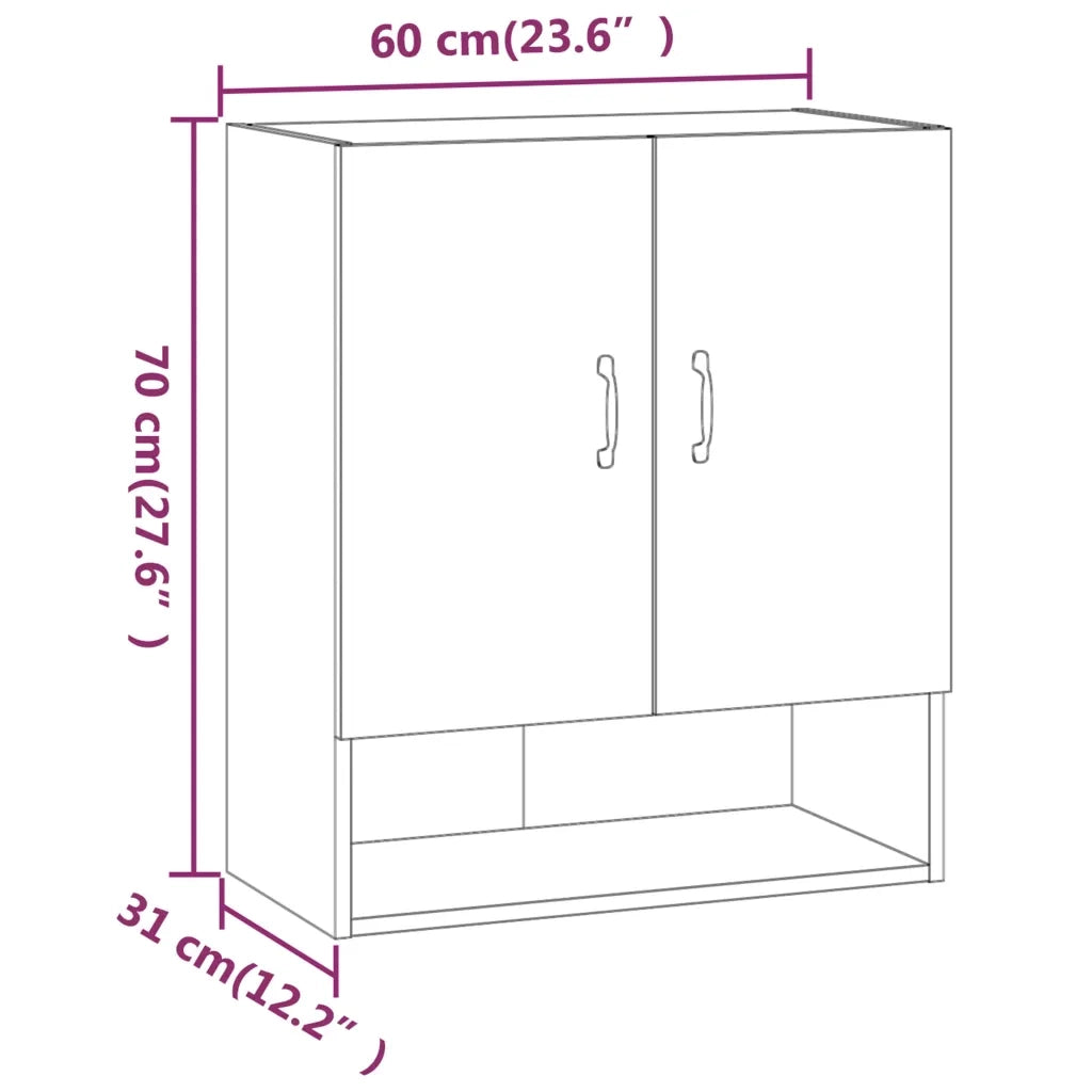 Armadietto a Muro | Mobile a Parete Bianco 60x31x70 cm in Legno Multistrato
