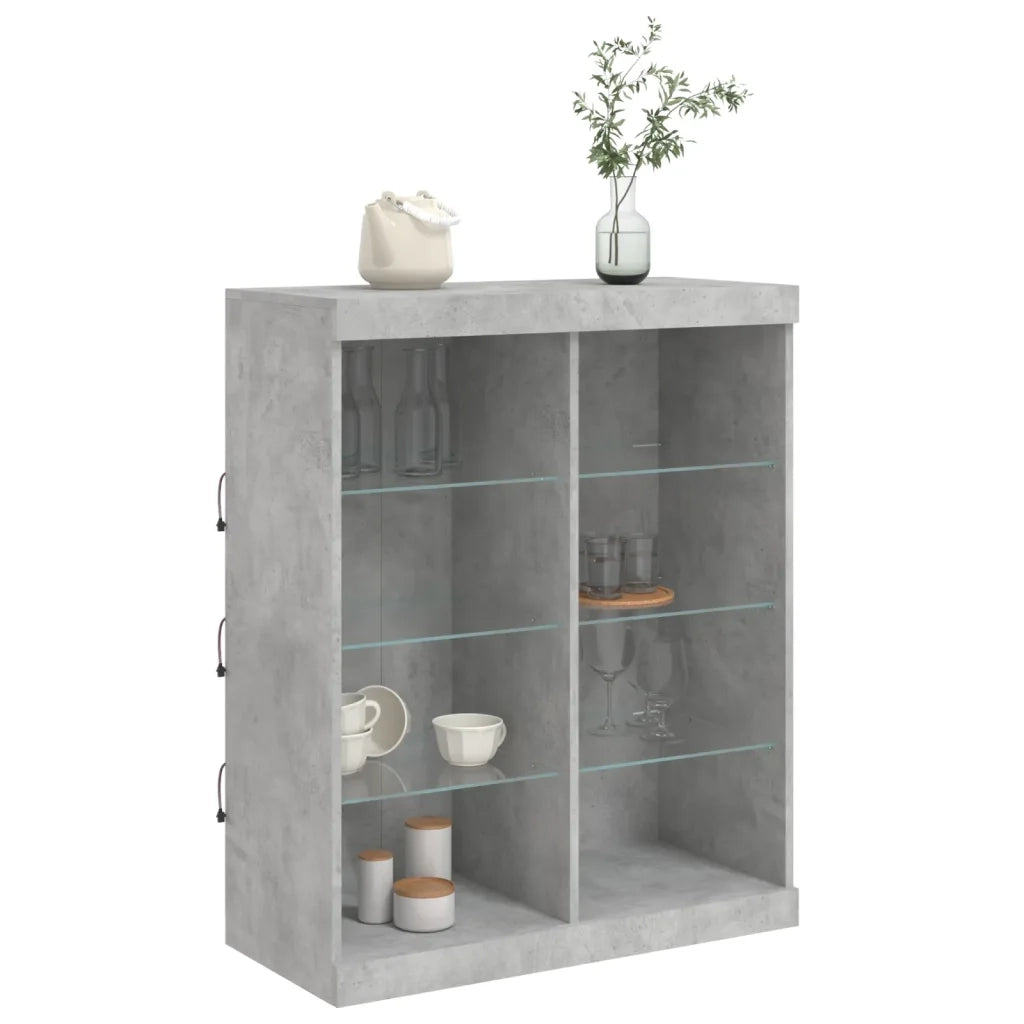 Credenza | Madia | Buffet da pranzo | Armadio da pranzo con Luci LED Grigio Cemento 81x37x100 cm