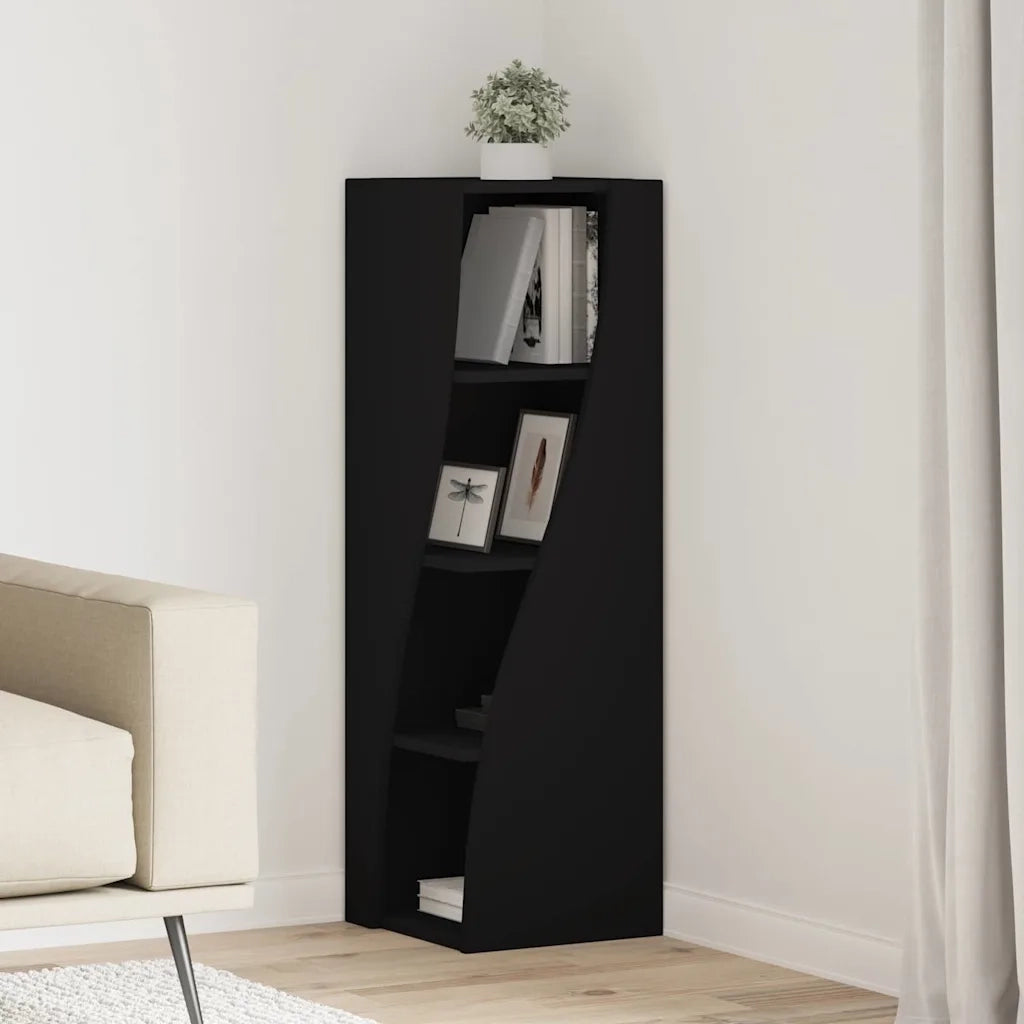 Mobile angolare Nero 32x32x102cm Legno multistrato 889856