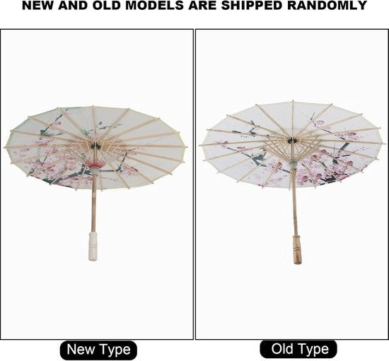 Parasole Classico a Mano con Manico in Legno 55cm di Diametro, con Olio per Carta e Fiori di Prugna, con Funzione di Ripiegamento e Impermeabile