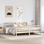 Giroletto con Testiera-Struttura Letto con testiera 200x200 cm in Legno Massello di Pino 165777