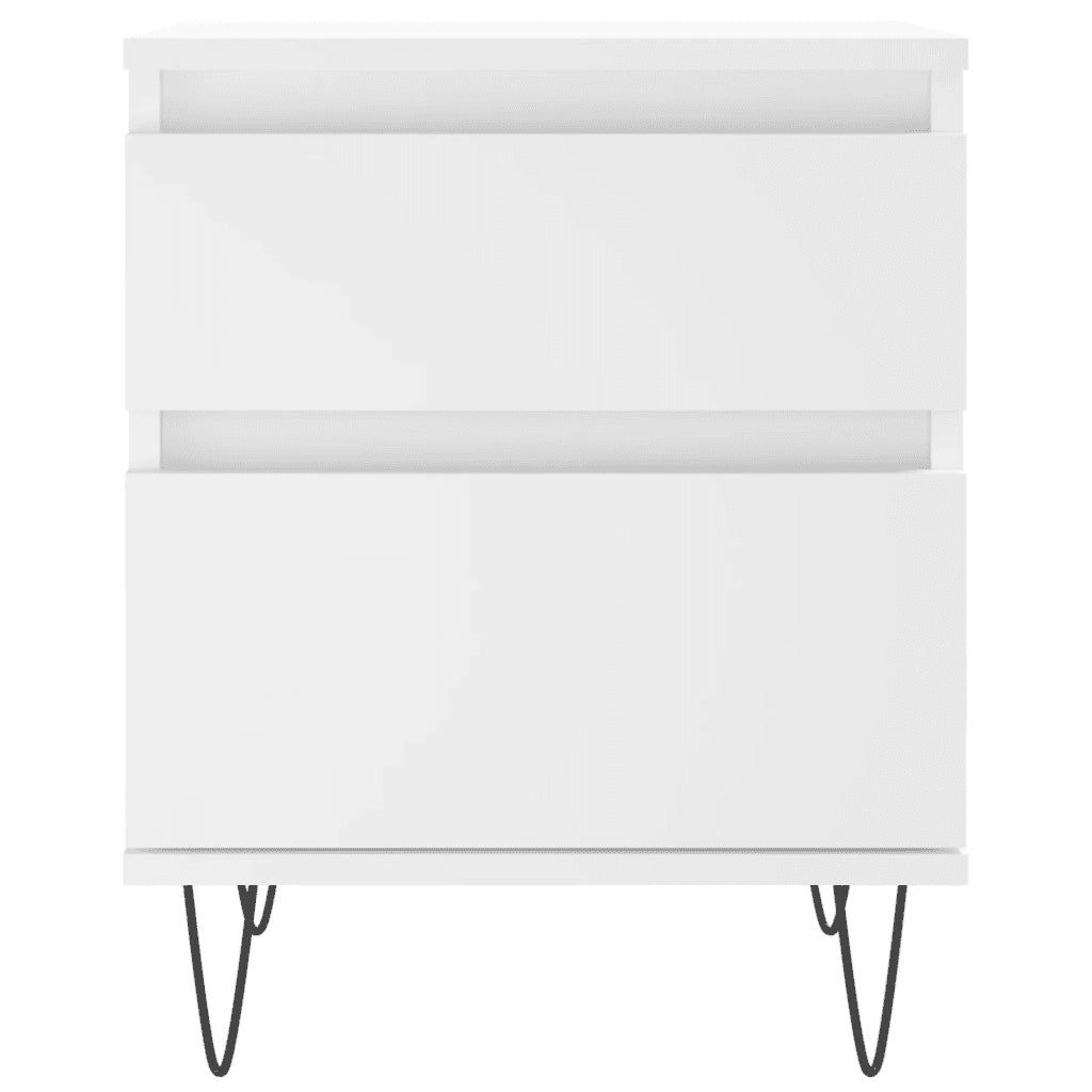 Comodini 2pz Bianchi 40x35x50 cm in Legno Multistrato 830669