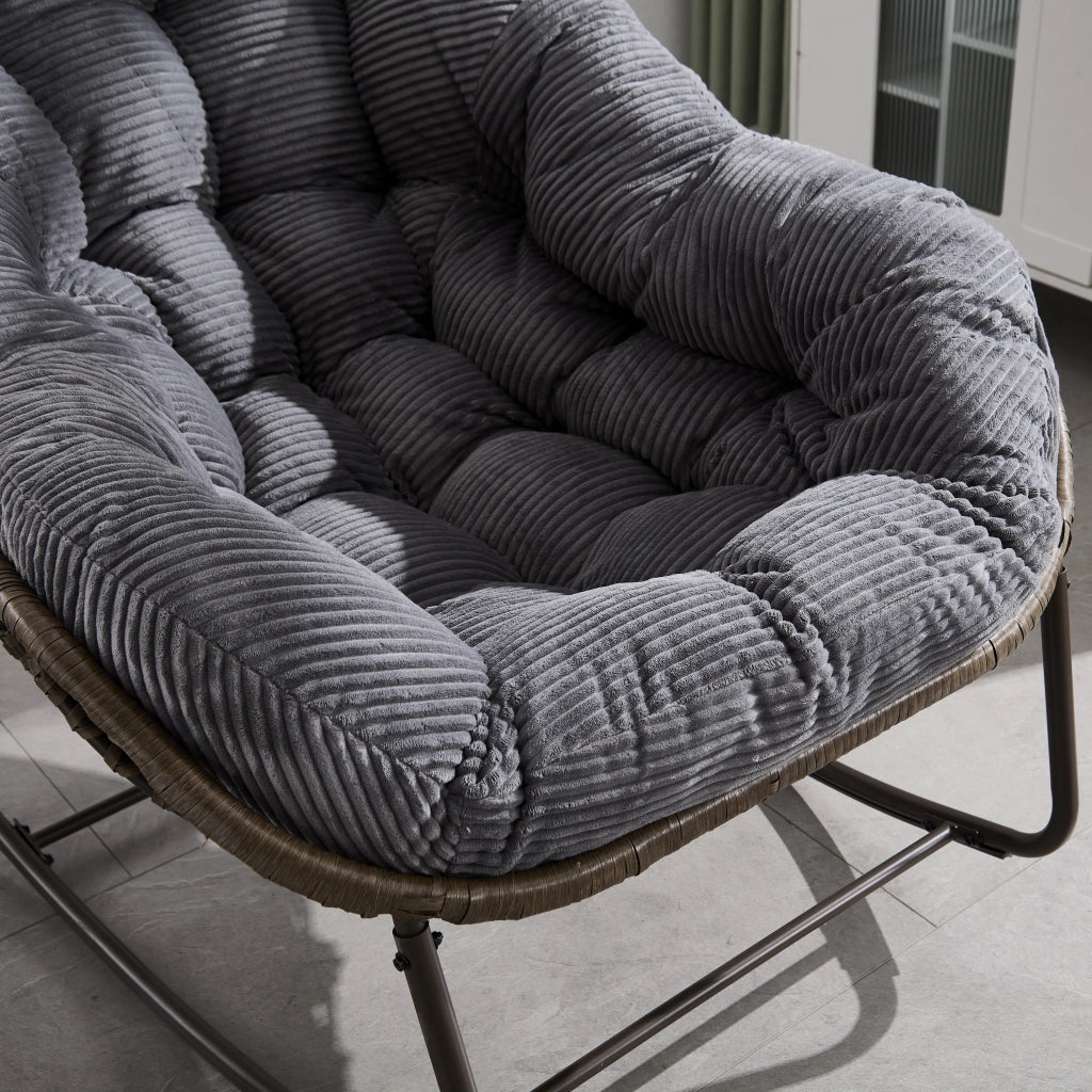 POLTRONA A DONDOLO 78x106x90 cm Rattan sintetico Grigio