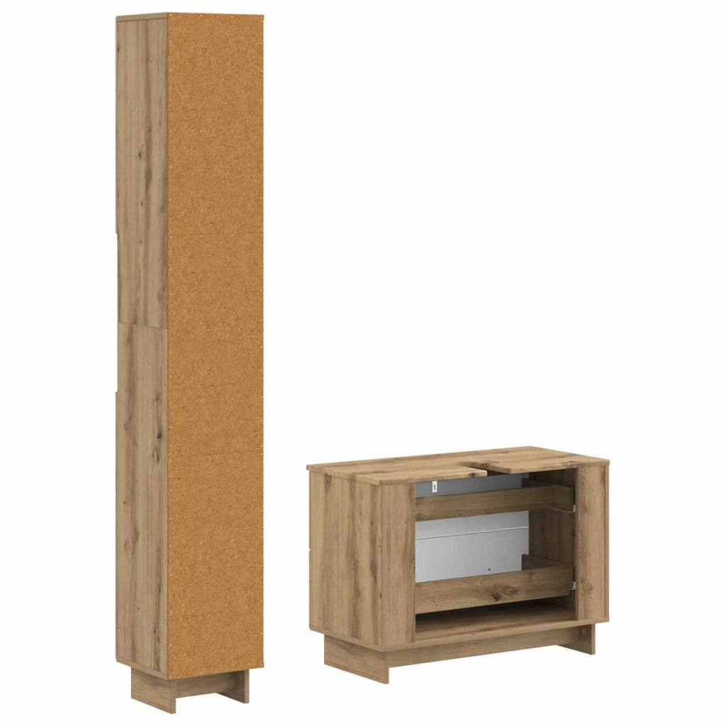 Set di Armadi da Bagno da 2 Pezzi EDE Rovere Artigianale 3417503