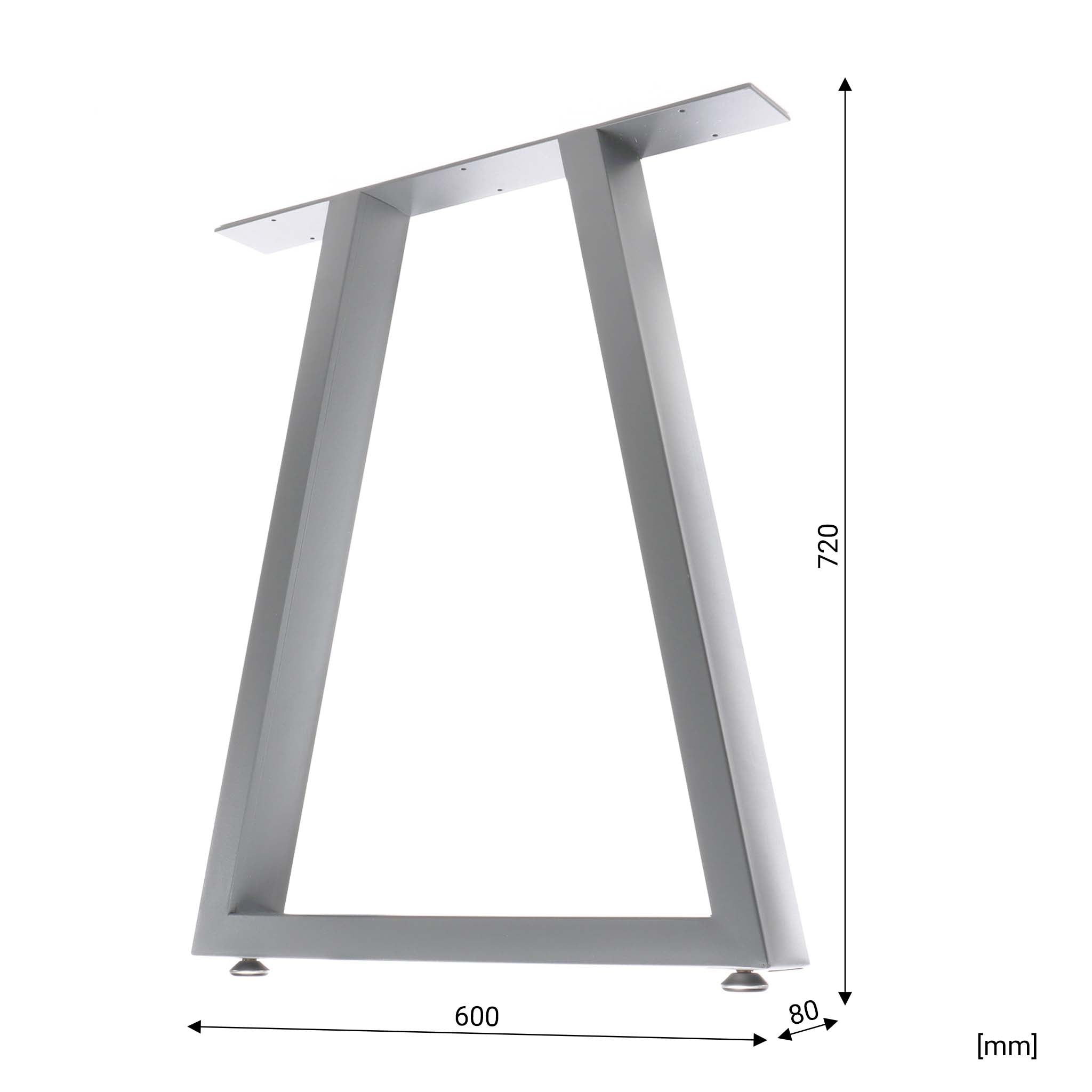 Set 2 gambe per tavolo a trapezio 60x72 cm base tavolo stile industriale grigio