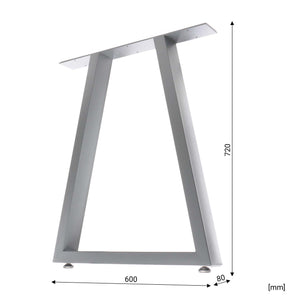 Set 2 gambe per tavolo a trapezio 60x72 cm base tavolo stile industriale grigio