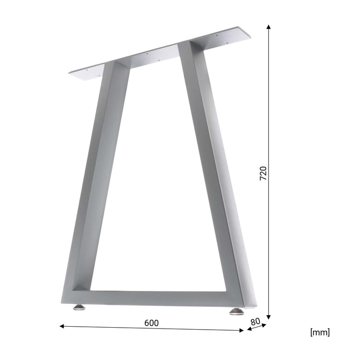 Set 2 gambe per tavolo a trapezio 60x72 cm base tavolo stile industriale grigio