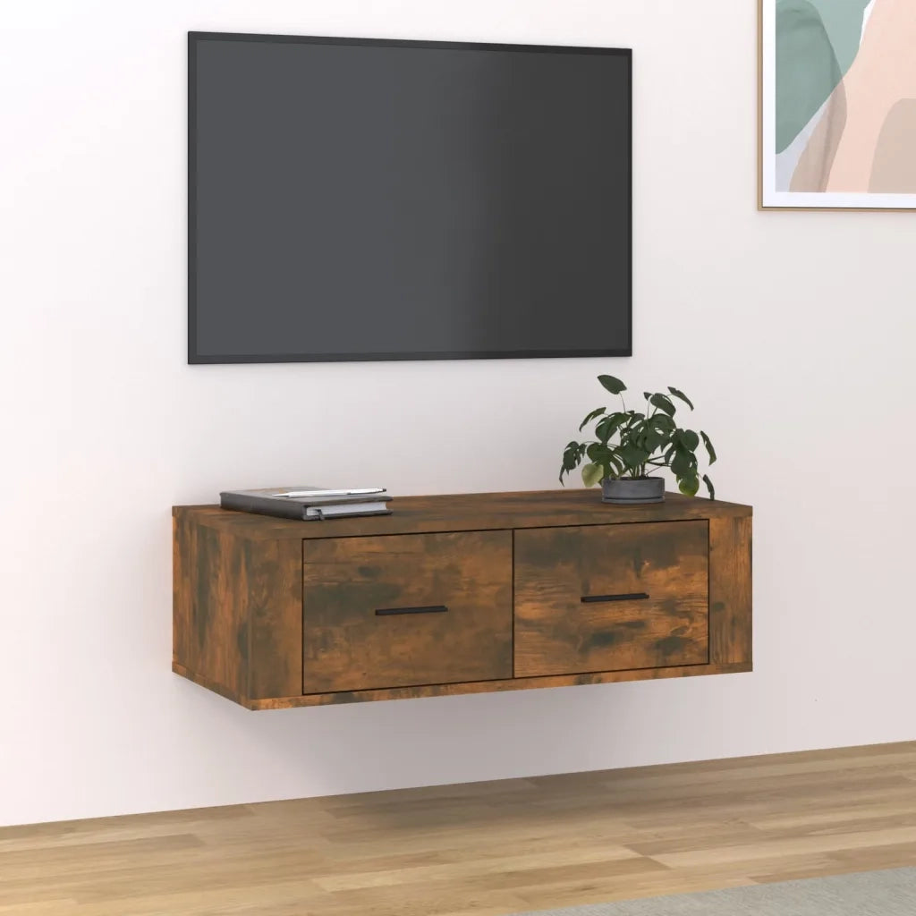 Mobile TV | Armadietto TV | Mobile Porta TV Pensile Rovere Fumo 80x36x25 cm in Legno Multistrato