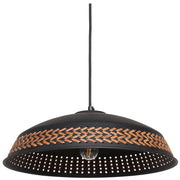 Lampada a sospensione in ferro nero con paralume a cupola in pelle PU Stile moderno e contemporaneo