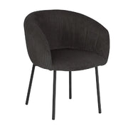 Sedia da pranzo SEVILLE – Velluto a coste grigio – Braccioli – Piedi in metallo nero – Stile design / industriale