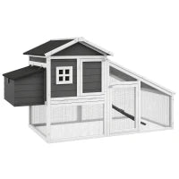Gabbia per Galline o Anatre, Pollaio Prefabbricato in Legno con Tetto Impermeabile, 178x95x100 cm, Grigio