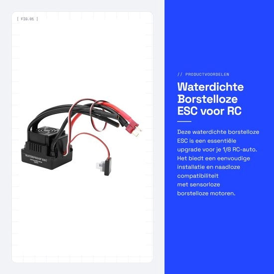 Controllore di Velocità Elettronico 120A - ESC Idrogrado - Per Auto RC - Motore Senzore e Flessibile - BEC 5,8V/3A - Installazione Facile
