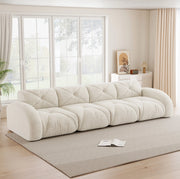 Divano modulare 4 posti senza telaio 358x95x76 cm in chenille beige chiaro