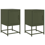 Set di 2 Comodini | Armadio da Notte | Mobiletto da notte Verde Oliva 36x39x60,5 cm in Acciaio