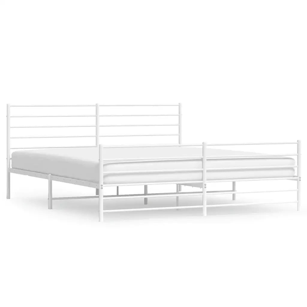 Letto matrimoniale | Letto per adulti | Giroletto con Testiera e Pediera Metallo Bianco 183x213 cm