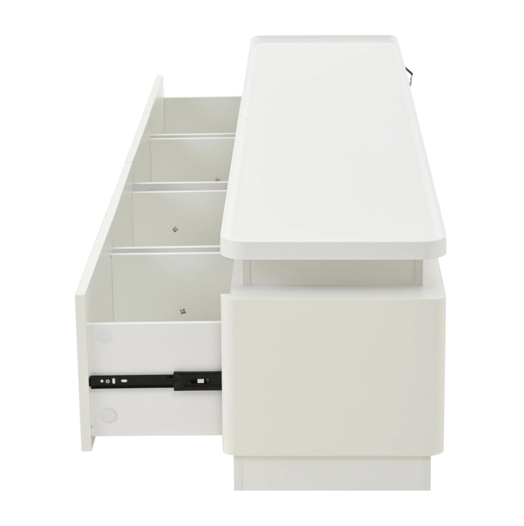 Mobile TV bianco lucido con LED e 4 cassetti