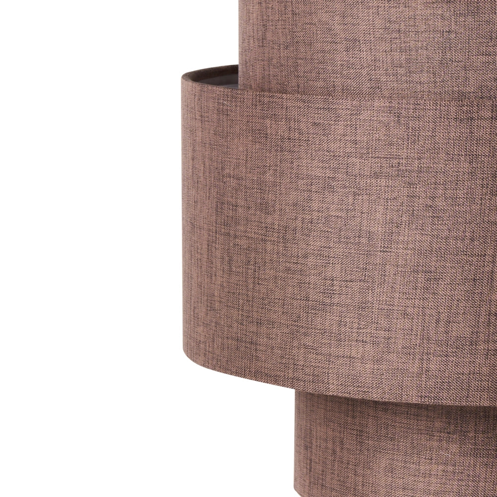 Lampadario con base in metallo marrone e paralume in tessuto a più livelli, stile moderno, per soggiorno e sala da pranzo