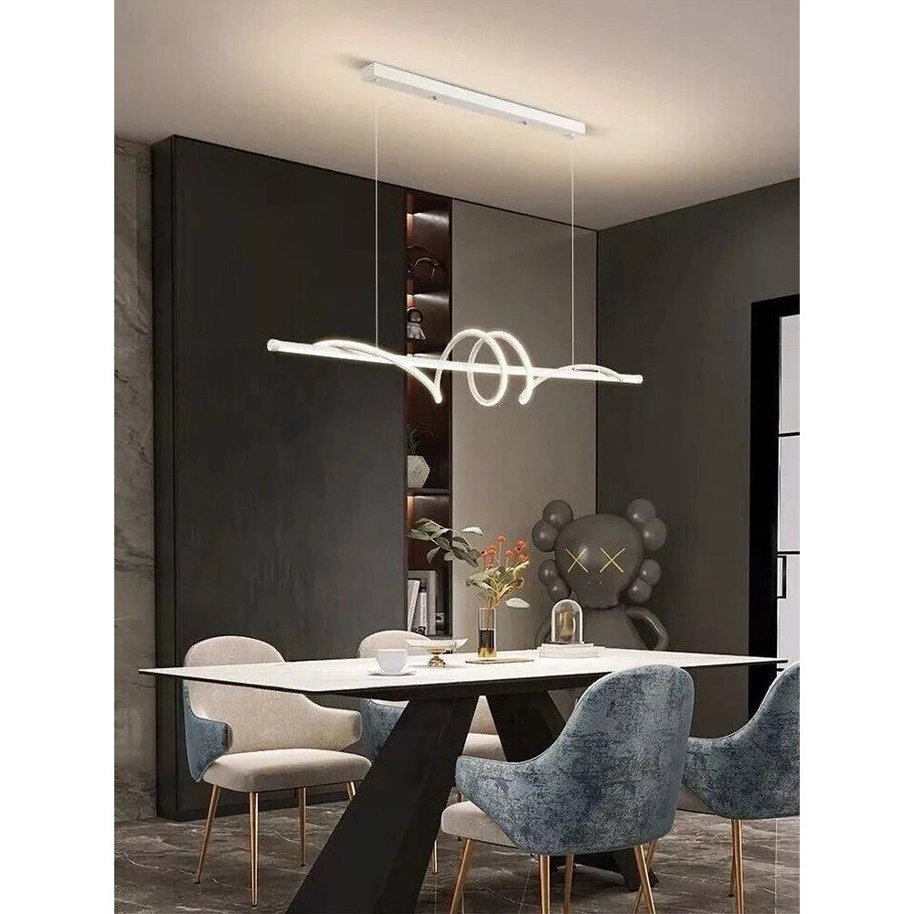 Trade Shop - Lampadario A Sospensione Led 65w Bianco Spirale Ondulato Luce 4000k Vortice Orizzontale 32422 -