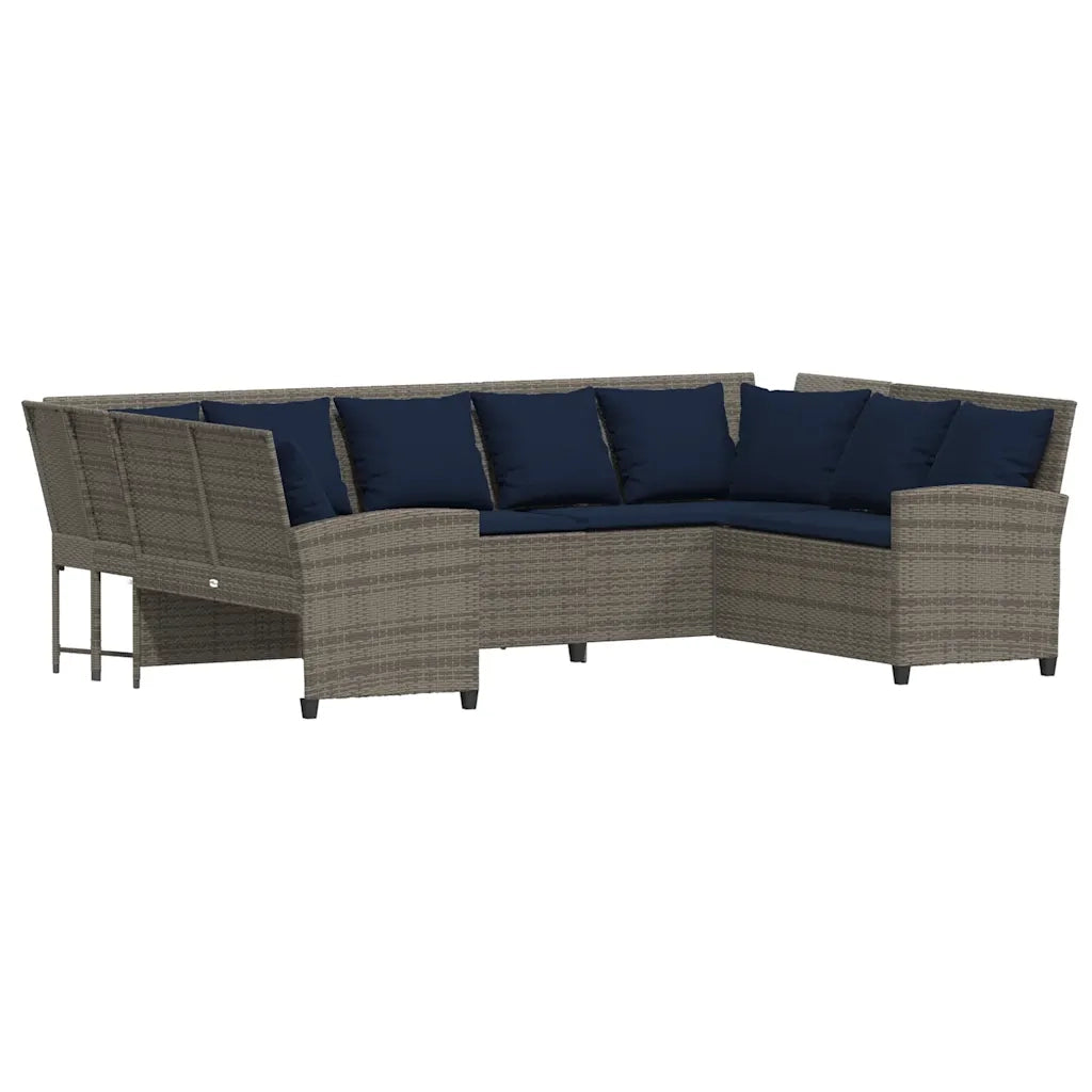 Divano da Giardino con Cuscini in Polyrattan Grigio 3365335