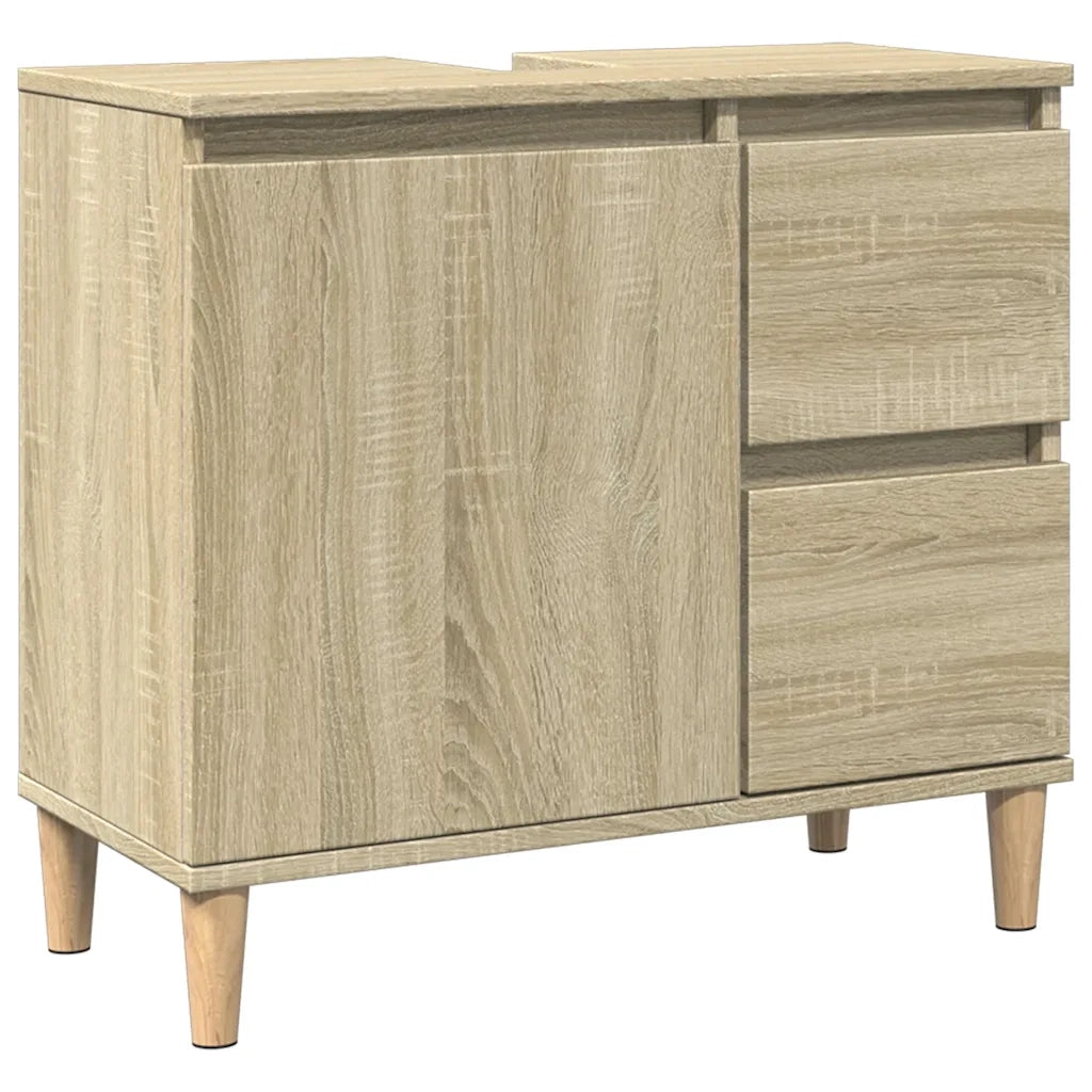 Mobile da bagno con cassetti dal design moderno 65 x 33 x 60 cm realizzato in legno ingegnerizzato di rovere Sonoma 02_0049507