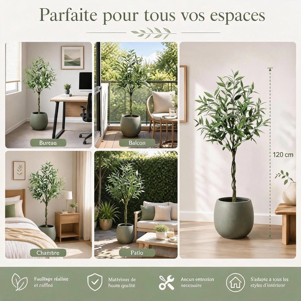 Eucalipto Artificiale 150 cm Albero Finto in Vaso per Casa Ufficio e Giardino