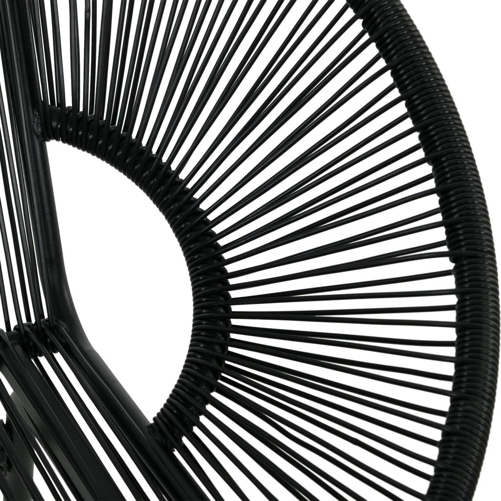 Panca Da Giardino Due Posti In Rattan Nero 132 X 72 X 83 Cm Per Veranda E Balcone