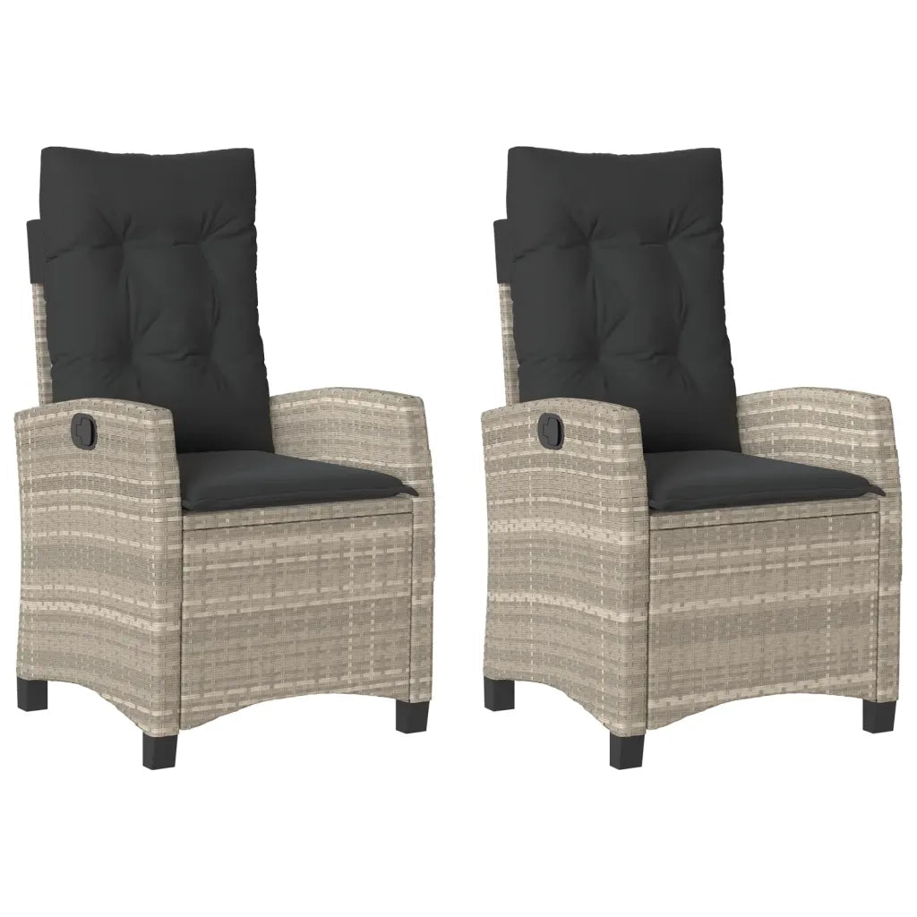 Sedie Reclinabili Giardino 2pz Cuscini Grigio Chiaro Polyrattan 365222