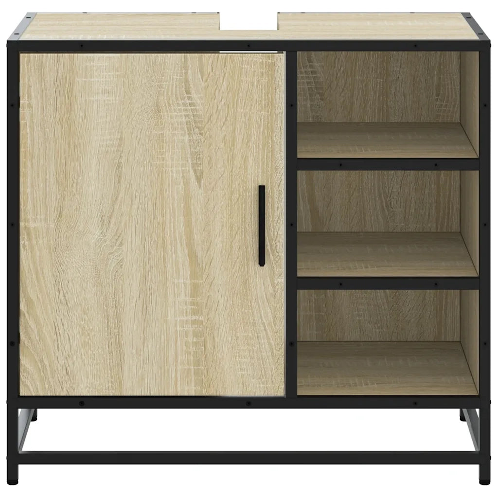 Mobiletto per Lavabo da Bagno Rovere Sonoma 65x33x60 cm Legno Massello 849285