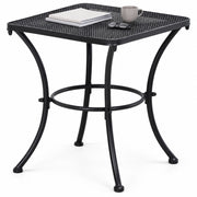Tavolino da esterno 45x45x50 cm in metallo nero per terrazza e giardino