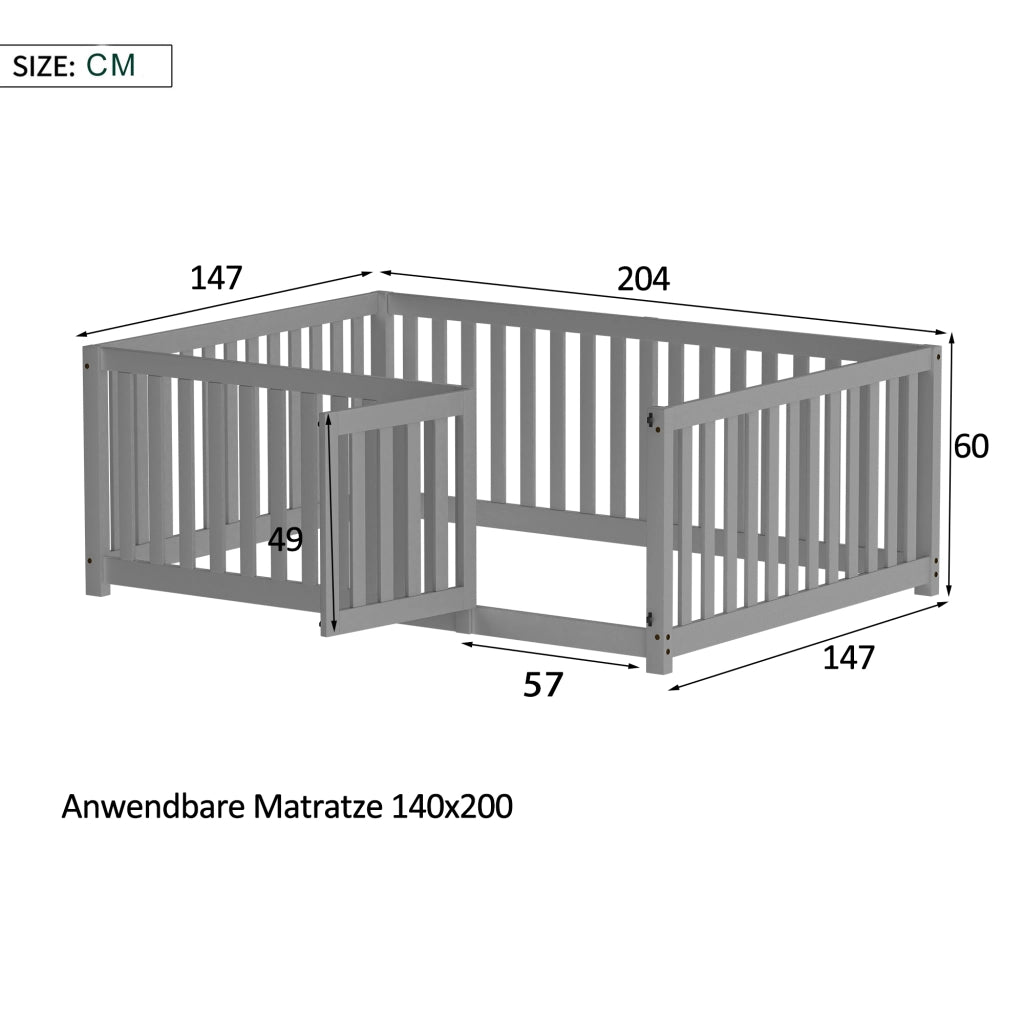 Letto per bambini 140x200 - Xylo - Grigio