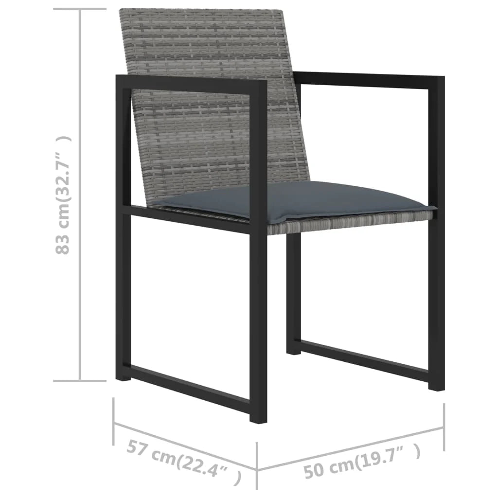 Set da pranzo da giardino 5 pezzi e cuscini in resina intrecciata grigia 02_0014795